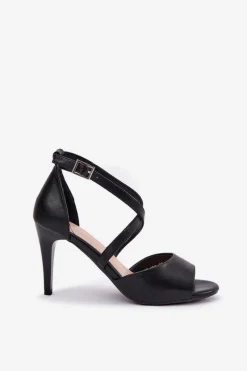 Sale Buty Sergio Leone Modne Sandały Na Szpilce Czarne Loressa Czarny