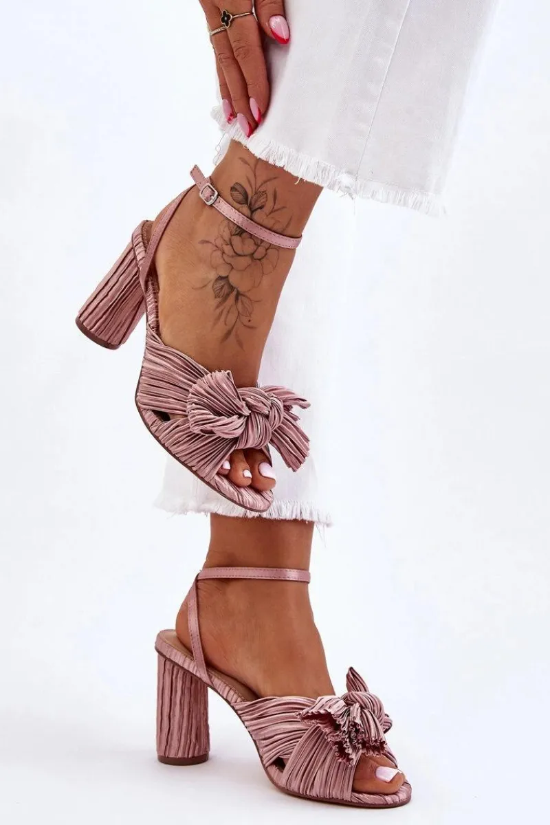 Clearance Modne Sandały Z Kokardą Na Obcasie Beżowe Callum Damskie Sandały Na Obcasie