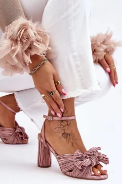 Clearance Modne Sandały Z Kokardą Na Obcasie Beżowe Callum Damskie Sandały Na Obcasie