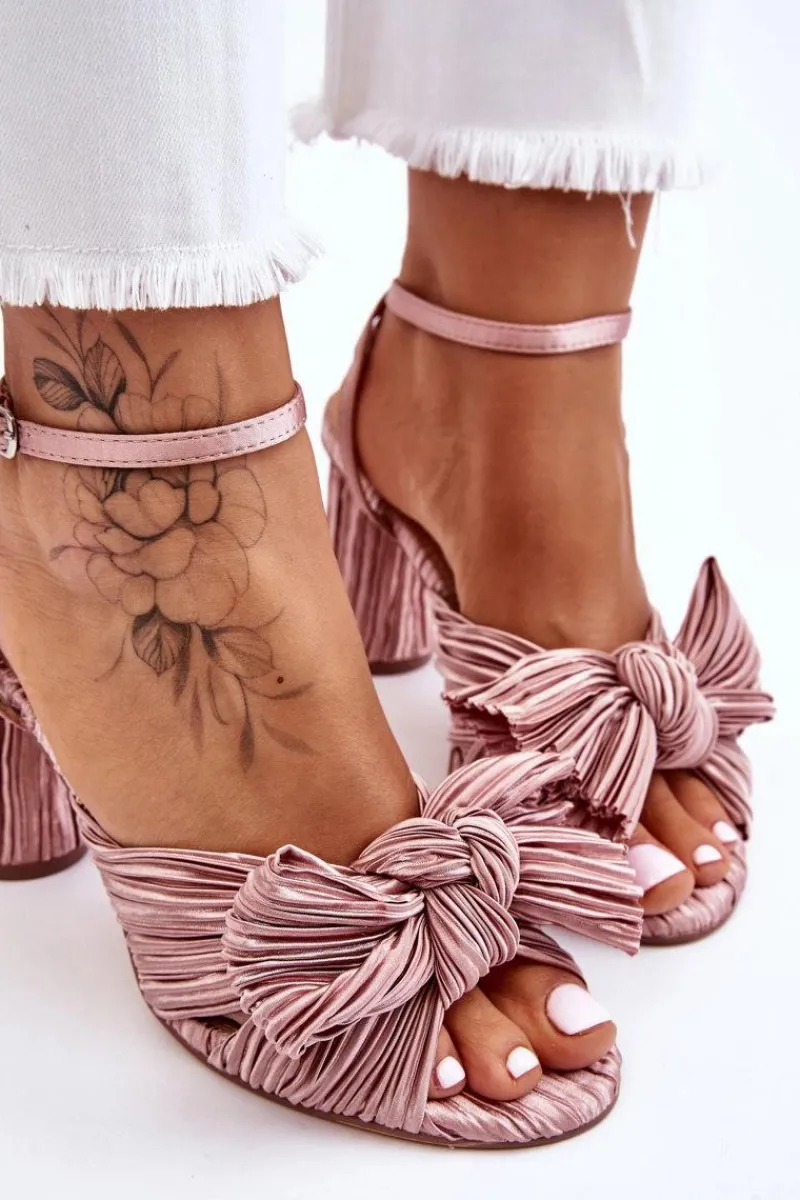 Clearance Modne Sandały Z Kokardą Na Obcasie Beżowe Callum Damskie Sandały Na Obcasie