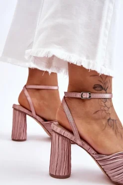 Clearance Modne Sandały Z Kokardą Na Obcasie Beżowe Callum Damskie Sandały Na Obcasie