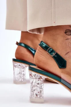 Outlet Damskie buty S.Barski Modne Sandały Z Koralikami Zielone Terrance