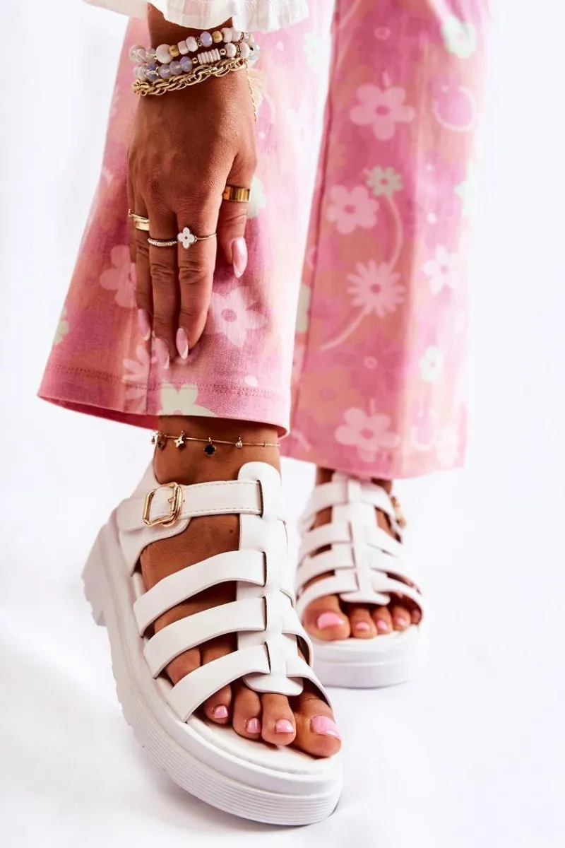 Discount Boto Modne Sandały Z Paskami Białe Malien