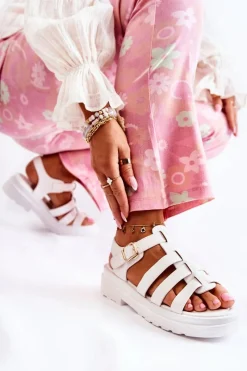 Discount Boto Modne Sandały Z Paskami Białe Malien