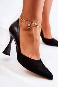 Best Boto Modne Skórzane Czółenka W Szpic Czarne Mailla