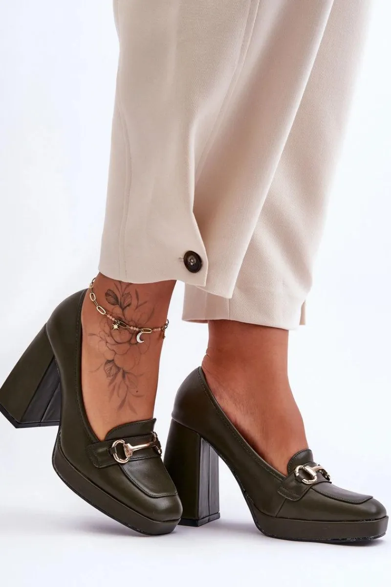 Czółenka Na Platformie|Czółenka Na Słupku>Boto Modne Skórzane Czółenka Zielone Rouse