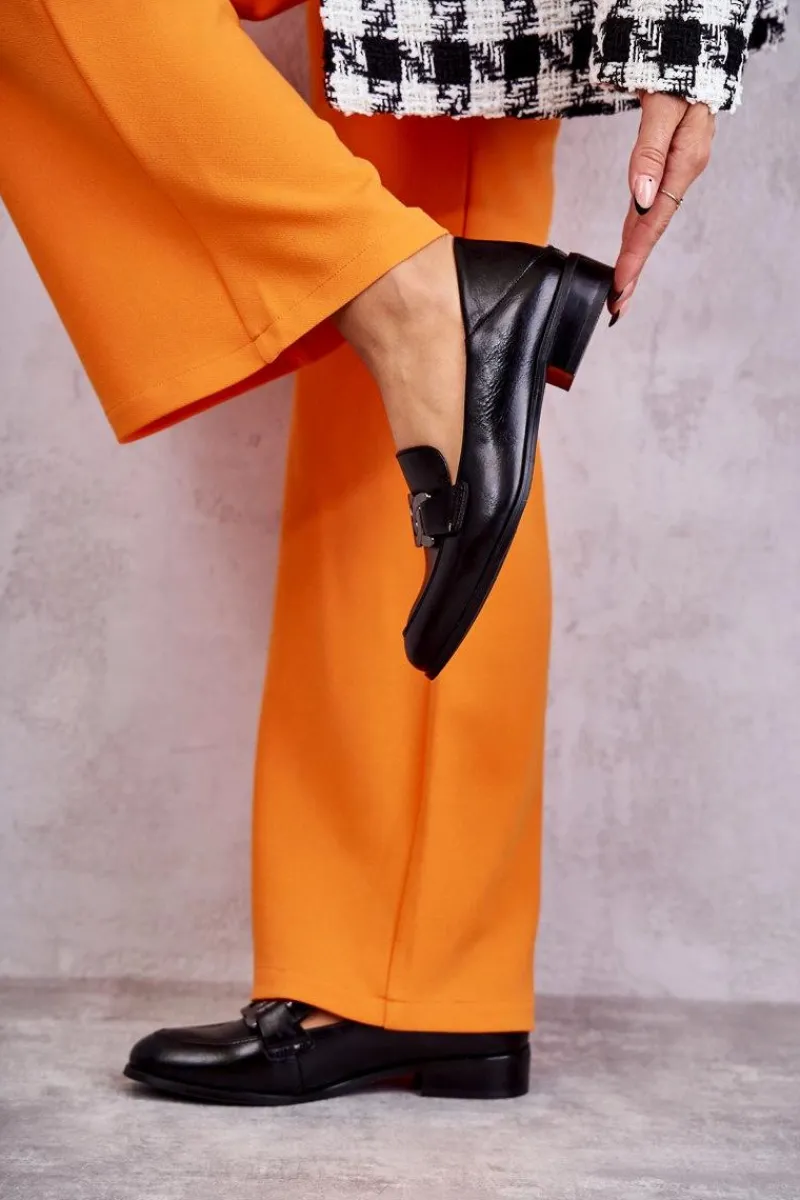 Sale Buty damskie Vinceza Modne Skórzane Półbuty Loafery Czarne Trine