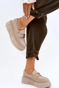 Półbuty Skórzane|Mokasyny Na Platformie><noscript><img width=