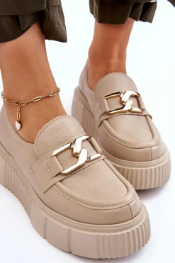 Półbuty Skórzane|Mokasyny Na Platformie><noscript><img width=