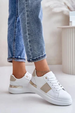 Buty Sportowe Na Platformie|Sneakersy Damskie>Boto Modne Sneakersy Damskie Na Platformie Z Eko Skóry Beżowe Nevisase