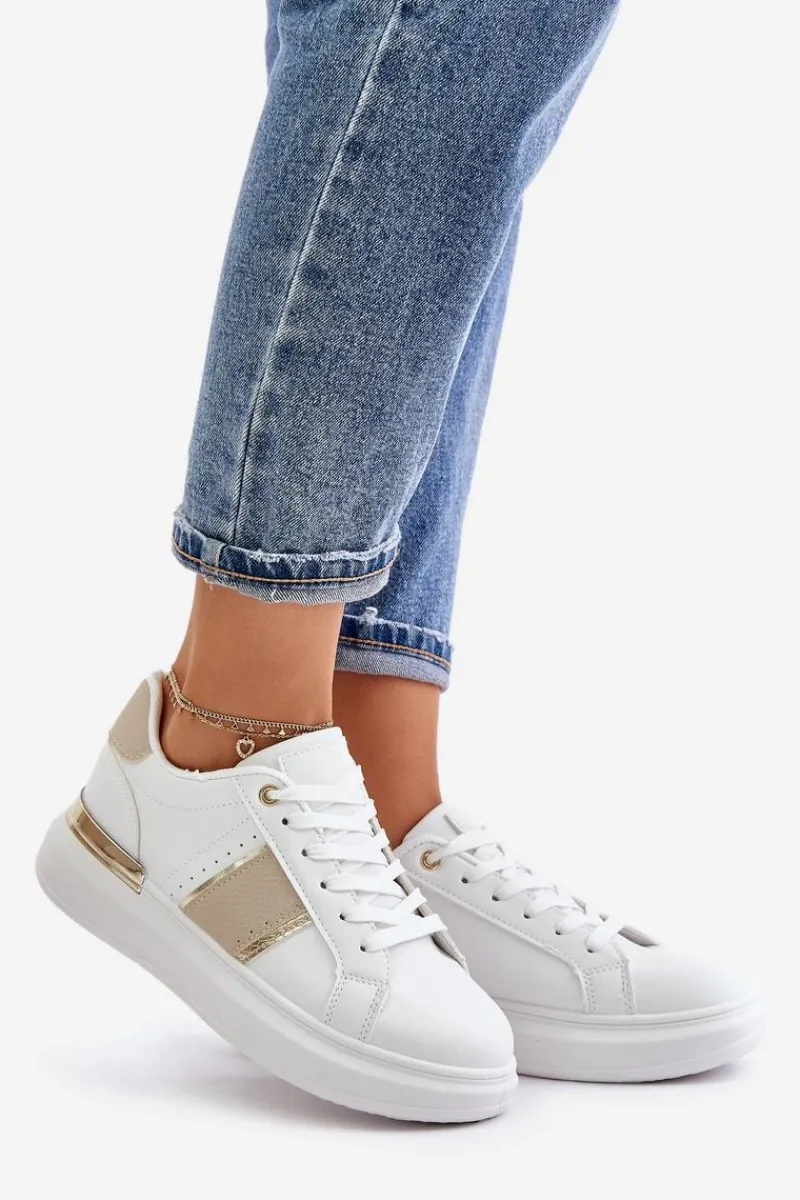 Buty Sportowe Na Platformie|Sneakersy Damskie>Boto Modne Sneakersy Damskie Na Platformie Z Eko Skóry Beżowe Nevisase