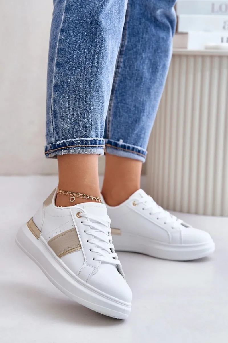 Buty Sportowe Na Platformie|Sneakersy Damskie>Boto Modne Sneakersy Damskie Na Platformie Z Eko Skóry Beżowe Nevisase