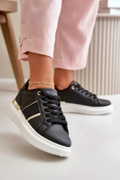 Online Modne Sneakersy Damskie Na Platformie Z Eko Skóry Czarne Nevisase Damskie Buty Sportowe Na Platformie|Sneakersy Damskie