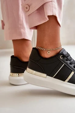 Online Modne Sneakersy Damskie Na Platformie Z Eko Skóry Czarne Nevisase Damskie Buty Sportowe Na Platformie|Sneakersy Damskie