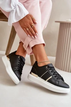 Online Modne Sneakersy Damskie Na Platformie Z Eko Skóry Czarne Nevisase Damskie Buty Sportowe Na Platformie|Sneakersy Damskie