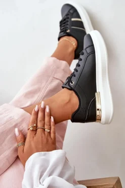 Online Modne Sneakersy Damskie Na Platformie Z Eko Skóry Czarne Nevisase Damskie Buty Sportowe Na Platformie|Sneakersy Damskie