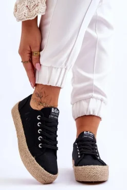 Discount Modne Trampki Z Plecionką LCW-23-31-1797L Czarne Damskie Trampki Damskie Niskie