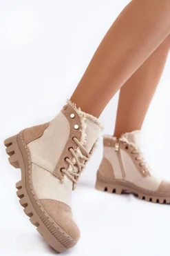 Botki Wiosenne|Damskie Trapery></noscript>Damskie buty S.Barski Modne Wiosenne Damskie Botki Trapery Beżowe Claira