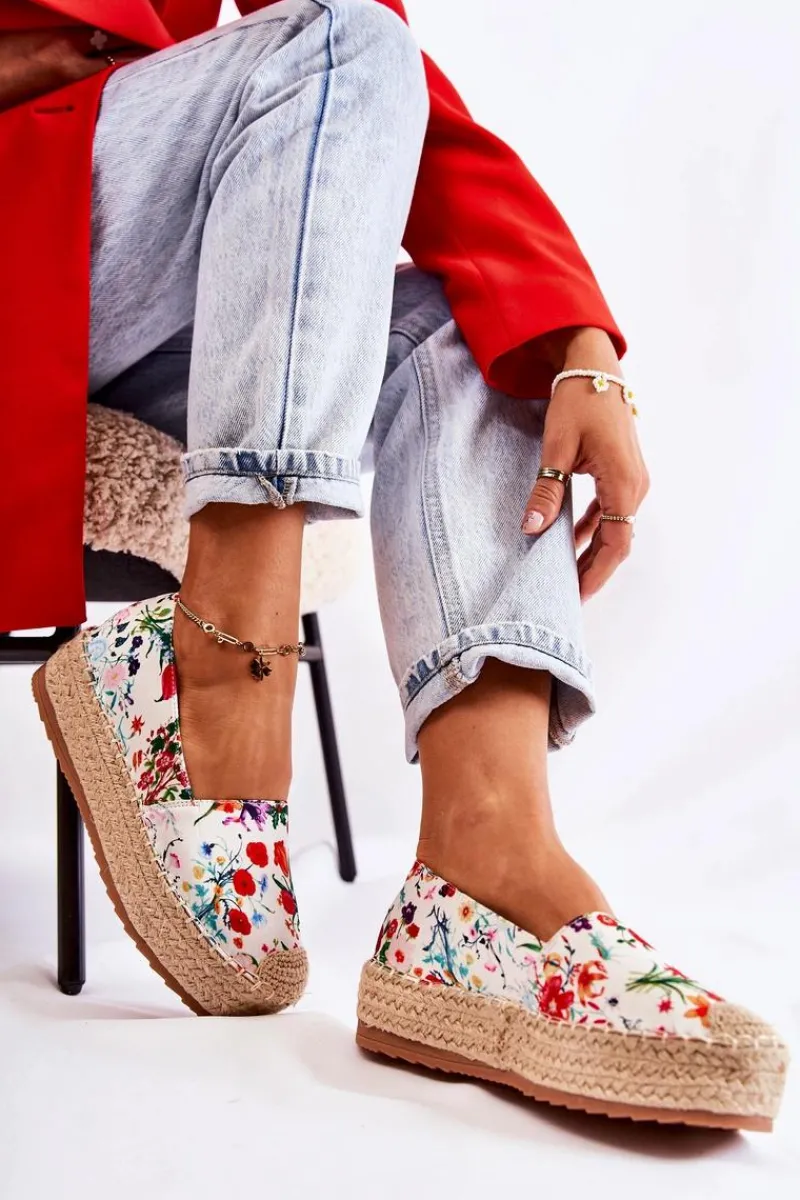 Czarne Espadryle>Boto Modne Wsuwane Espadryle W Kwiaty Białe Morice