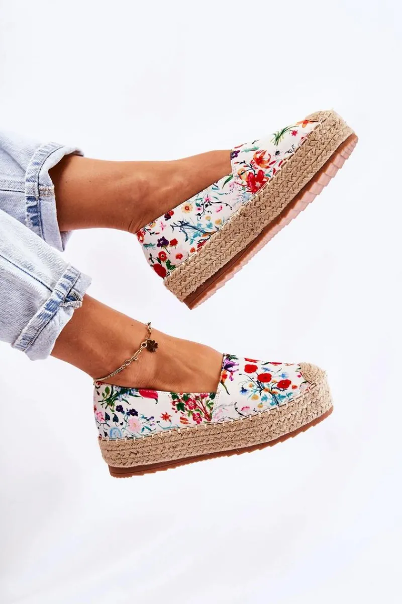 Czarne Espadryle>Boto Modne Wsuwane Espadryle W Kwiaty Białe Morice
