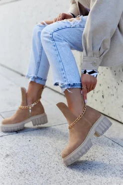 Hot Modne Zamszowe Botki Z Wycięciem Camel Lemar Forget Me Damskie Botki Wiosenne|Brązowe I Beżowe Botki