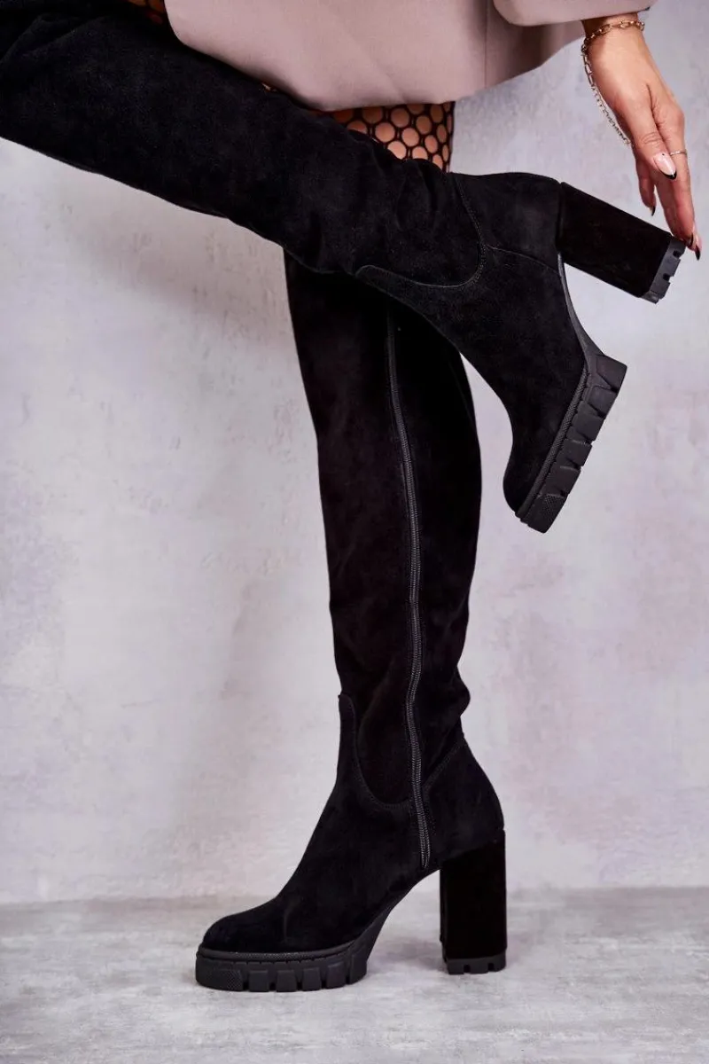 Kozaki Wiosenne|Kozaki Za Kolano>Boto Modne Zamszowe Kozaki Muszkieterki Czarne Estrela