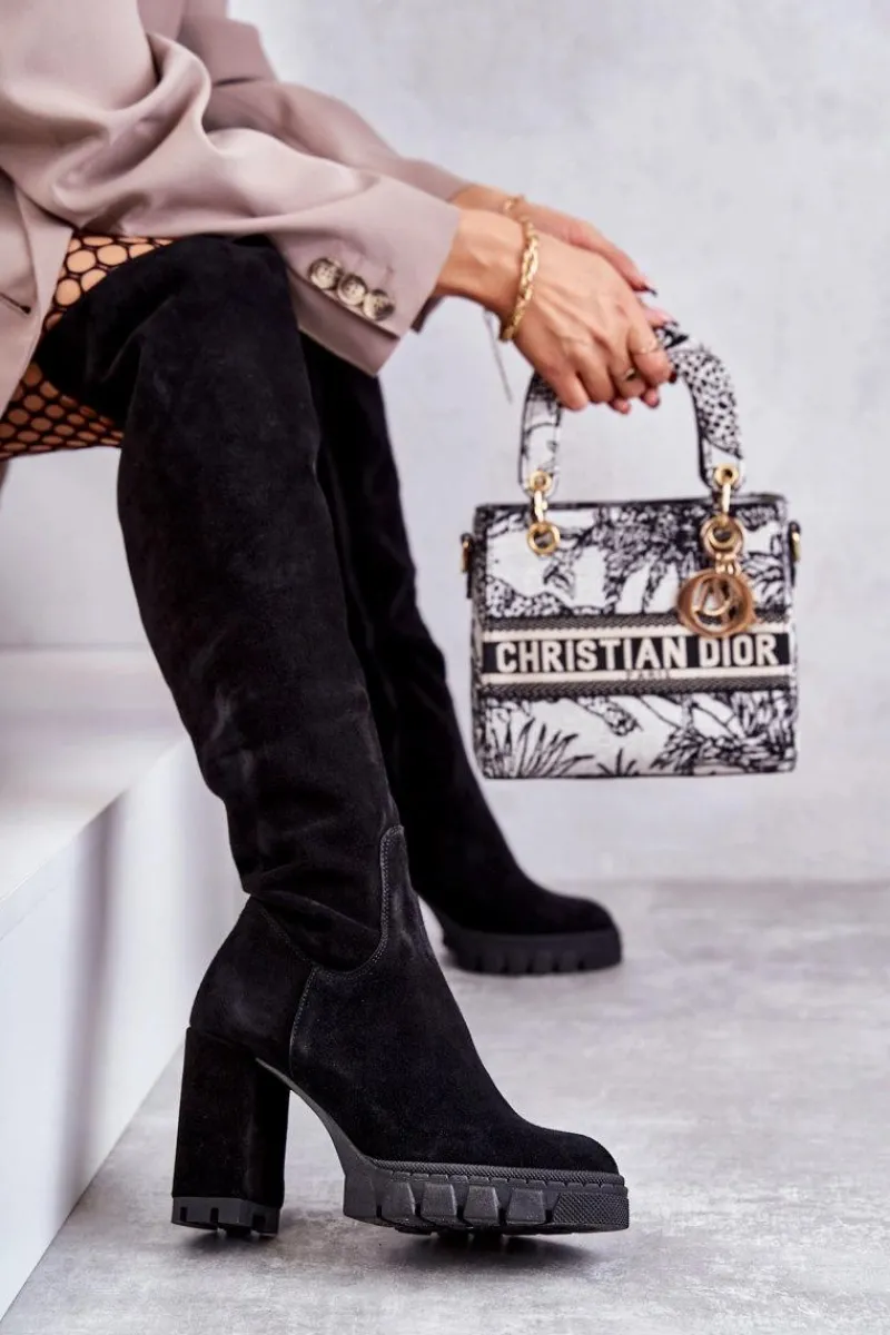 Kozaki Wiosenne|Kozaki Za Kolano>Boto Modne Zamszowe Kozaki Muszkieterki Czarne Estrela