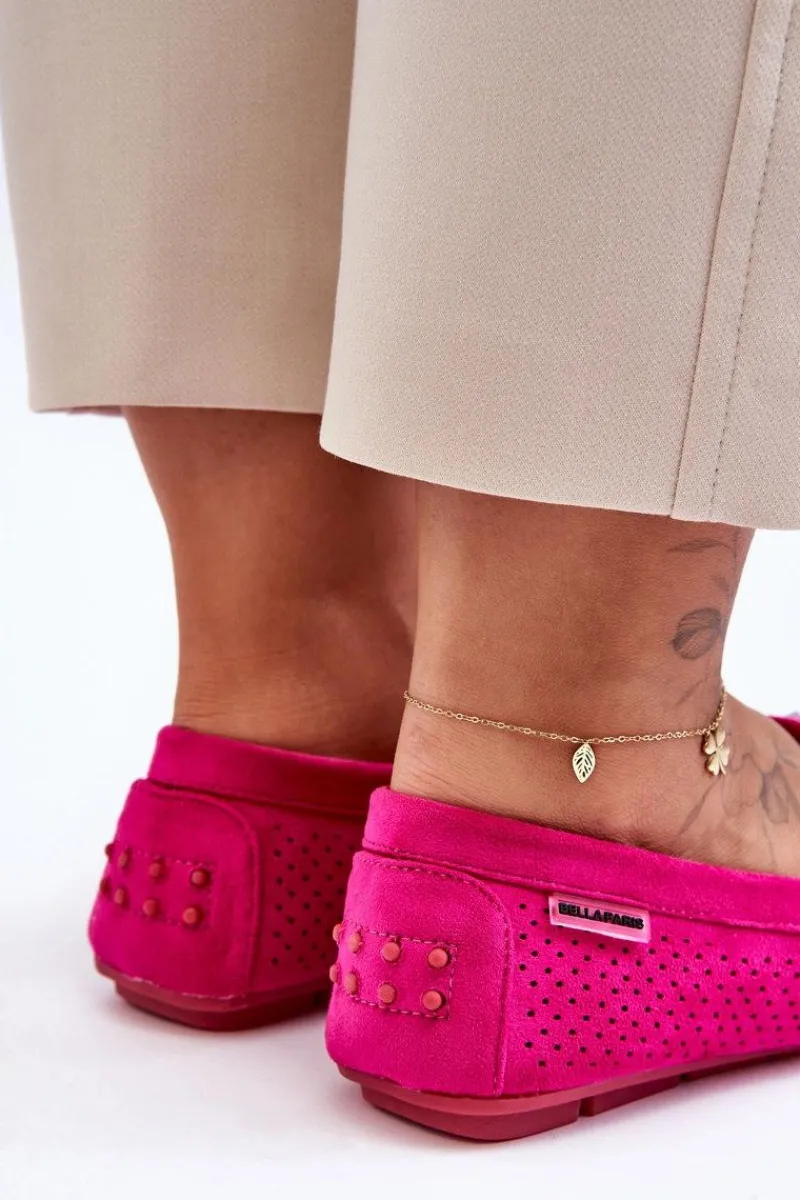Hot Boto Modne Zamszowe Mokasyny Z Ozdobami Fuksja Delima