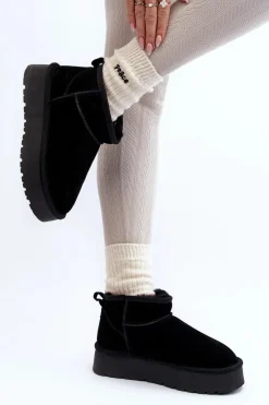 Best Modne Zamszowe Niskie Śniegowce Czarne Nucca Damskie Śniegowce Damskie