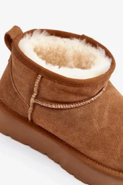 Clearance Boto Modne Zamszowe Niskie Śniegowce Camel Nucca Brązowy