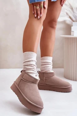 Śniegowce Damskie>Boto Modne Zamszowe Niskie Śniegowce Khaki Nucca Brązowy