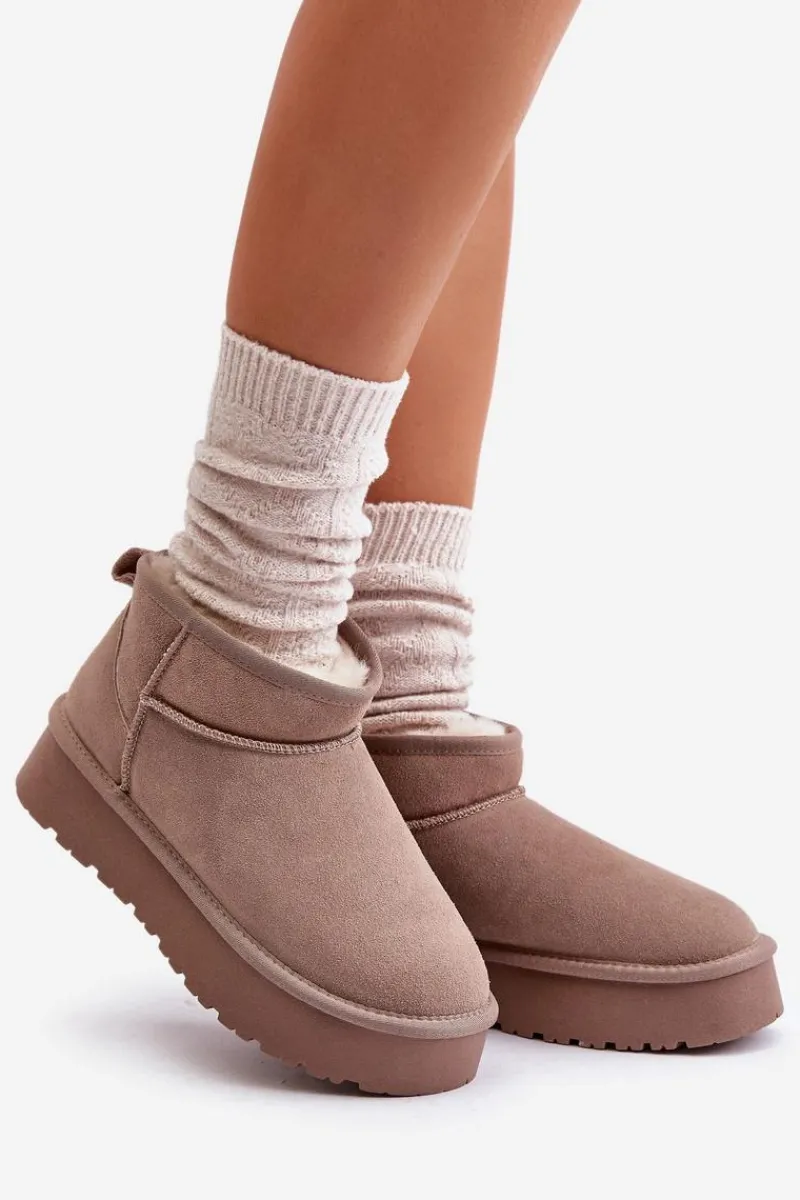 Śniegowce Damskie>Boto Modne Zamszowe Niskie Śniegowce Khaki Nucca Brązowy