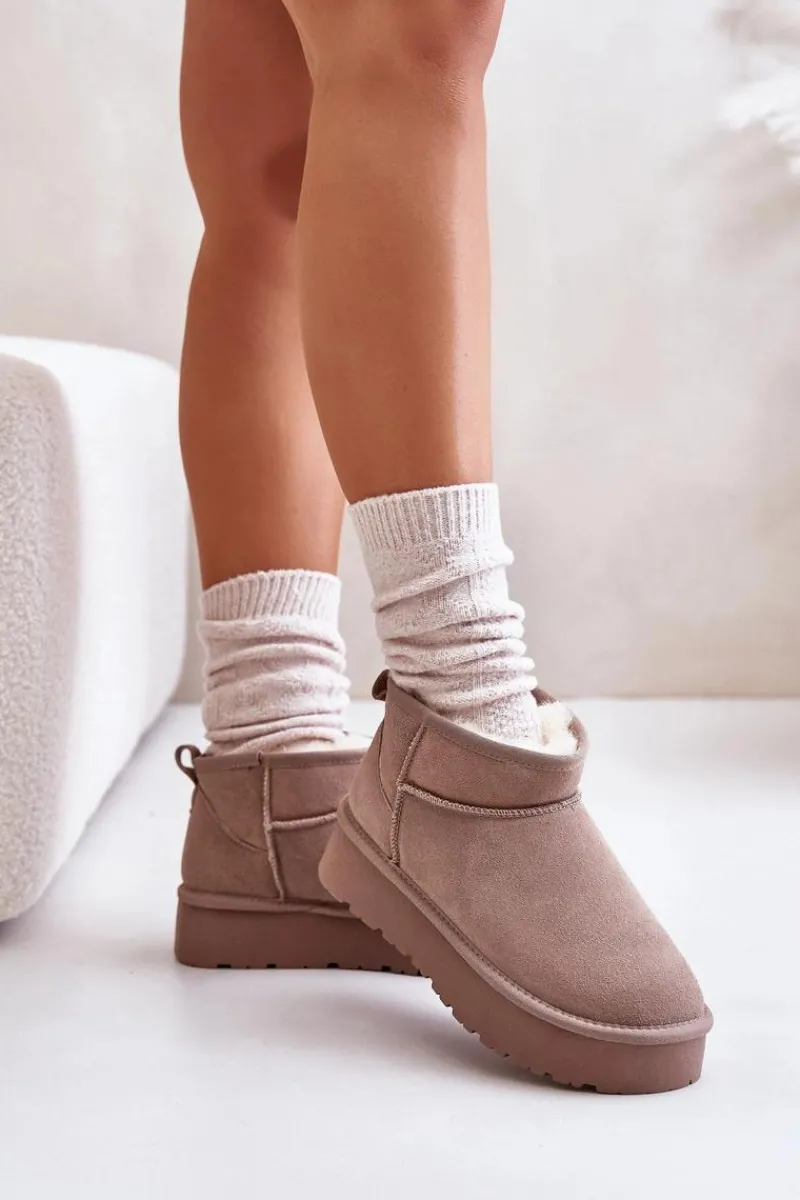 Śniegowce Damskie>Boto Modne Zamszowe Niskie Śniegowce Khaki Nucca Brązowy