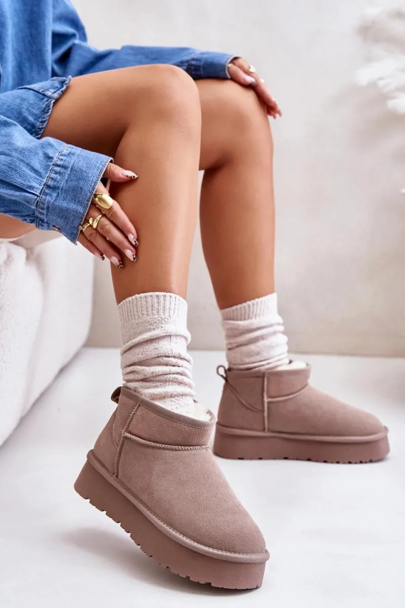 Śniegowce Damskie>Boto Modne Zamszowe Niskie Śniegowce Khaki Nucca Brązowy