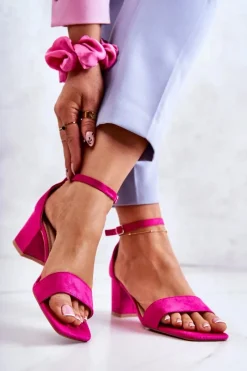 Buty damskie Vinceza Modne Zamszowe Sandały Na Słupku Fuksja Rovena