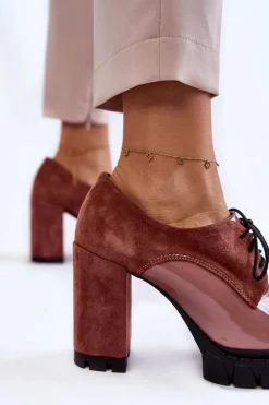 Online Modne Zamszowo-Lakierowane Botki Na Platformie Różowe Carisa Damskie Damskie Trapery|Botki Sznurowane