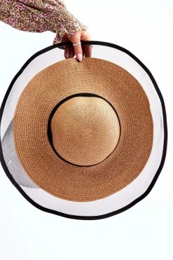 Okrycia Głowy>Boto Modny Damski Kapelusz Z Siateczką Beżowy