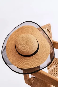 Okrycia Głowy>Boto Modny Damski Kapelusz Z Siateczką Beżowy