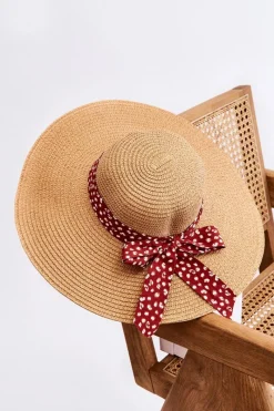 Clearance Boto Modny Kapelusz Z Materiałową Kokardą Beżowy