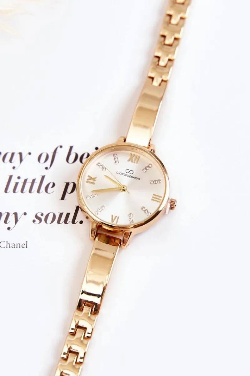 Online Giorgio&Dario Modny Zegarek Z Cyrkoniami Giorgio & Dario Złoty