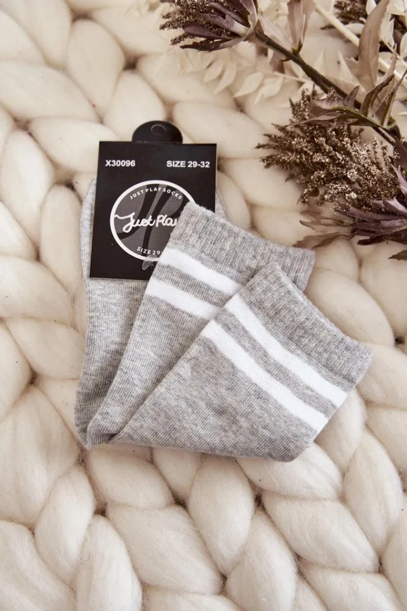 Sale Just Play Młodzieżowe Bawełniane Skarpety Sportowe Z Paskami Szare