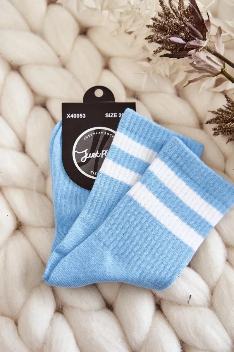 Just Play Młodzieżowe Bawełniane Sportowe Skarpetki Niebieskie