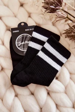 Just Play Młodzieżowe Bawełniane Sportowe Skarpetki Czarne