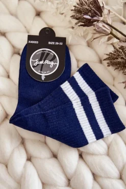 Best Just Play Młodzieżowe Bawełniane Sportowe Skarpetki Granatowe Niebieski