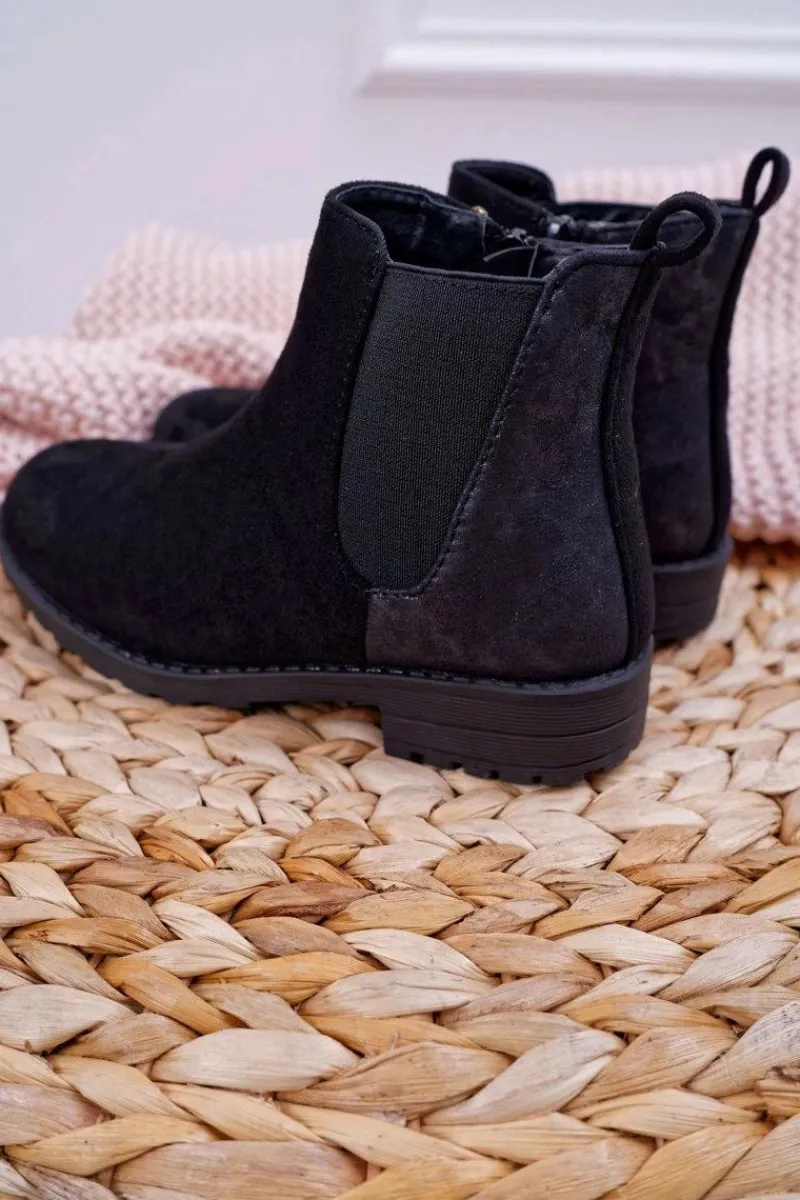 Sale Boto Młodzieżowe Botki z Płaski Obcas Czarne Mergolo