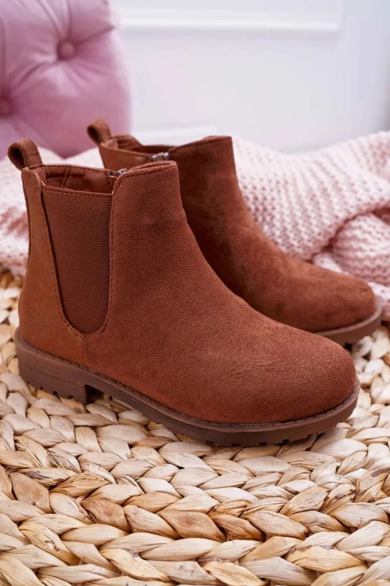 Dziewczęce>Boto Młodzieżowe Botki z Płaski Obcas Camel Mergolo