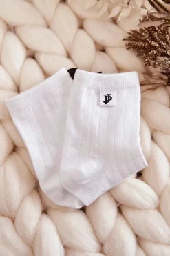 Outlet Młodzieżowe Klasyczne Skarpety Prążek Białe Skarpetki|Skarpetki