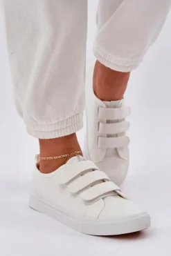 New Boto Młodzieżowe Niskie Trampki Na Rzep Białe Dilan Biały