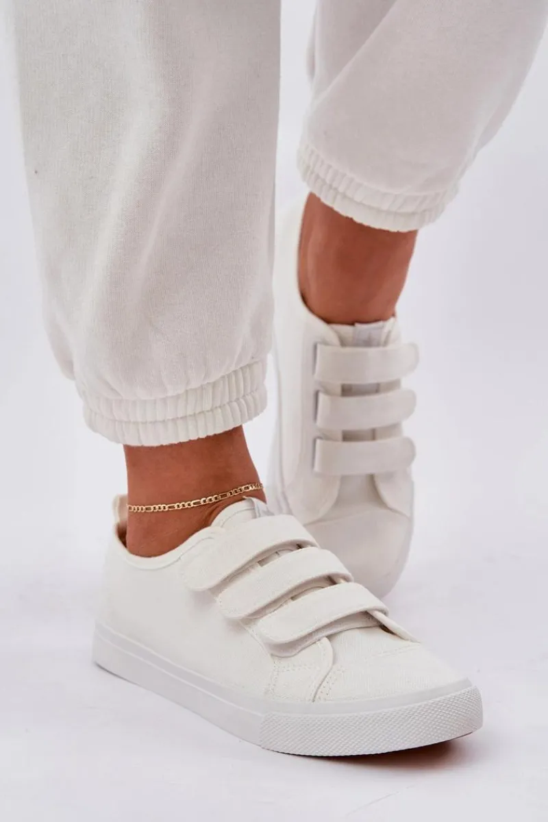 New Boto Młodzieżowe Niskie Trampki Na Rzep Białe Dilan Biały