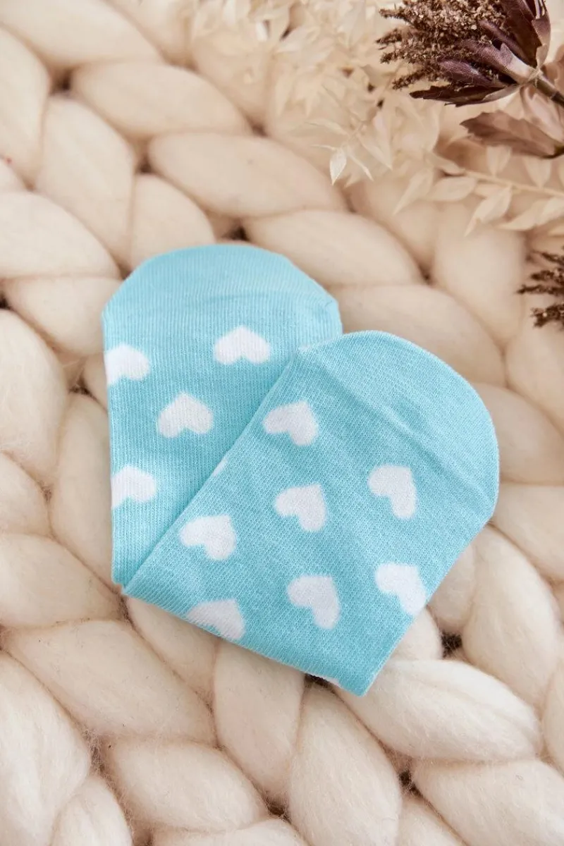 Online Młodzieżowe Skarpetki Wzór Serce Miętowe Skarpetki|Skarpetki